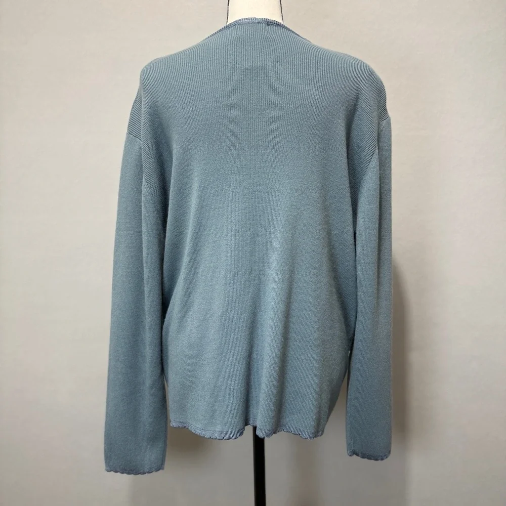 Koret Embroidered Sweater Womens M Cardigan Velvet Ribbon Trim Cottagecore Soft - Picture 3 of 9